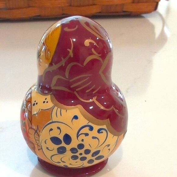 Vintage Handmade Russian Matryoshka Wooden Nesting Dolls Folk Art - Picture 6 of 9